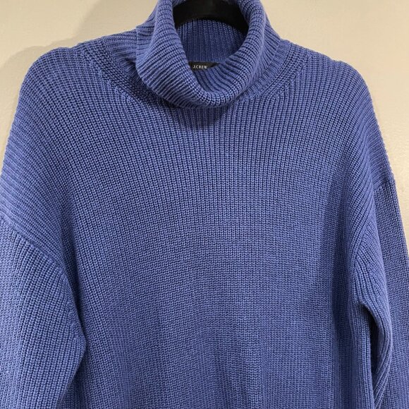 New J.Crew Cotton Cashmere Turtleneck Sweater Violet Blue Small $138 - Picture 4 of 7
